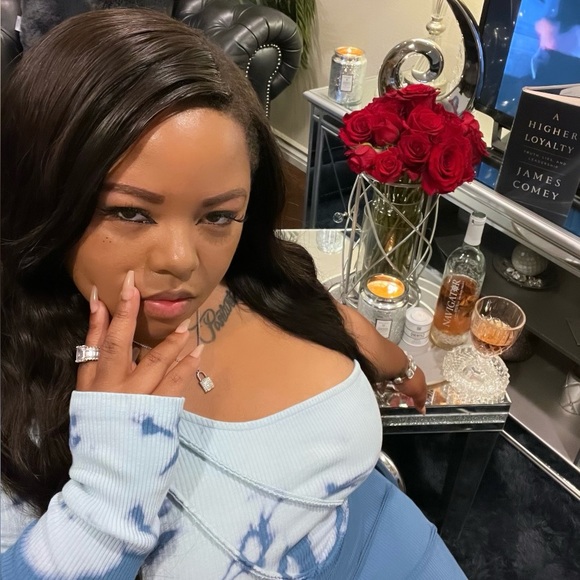 Caught In A Tie Dye Off-Shoulder Midi Dress - Blue/White - Picture 15 of 16